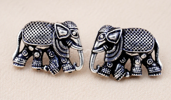 Set Of 12 Oxidized Designer Stud Earrings With Folding Jewelry Box